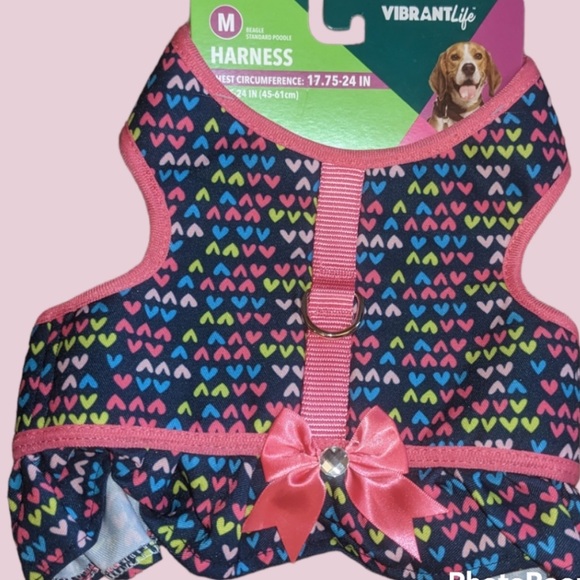 NWT Vibrant Life Harness in Navy with hearts and bow Size Medium - Picture 6 of 8